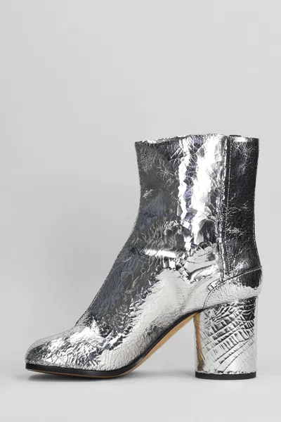 Maison Margiela Tabi Split-toe Crinkled Metallic Patent-leather Ankle Boots