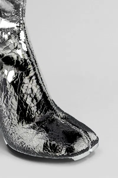 Maison Margiela Tabi Split-toe Crinkled Metallic Patent-leather Ankle Boots