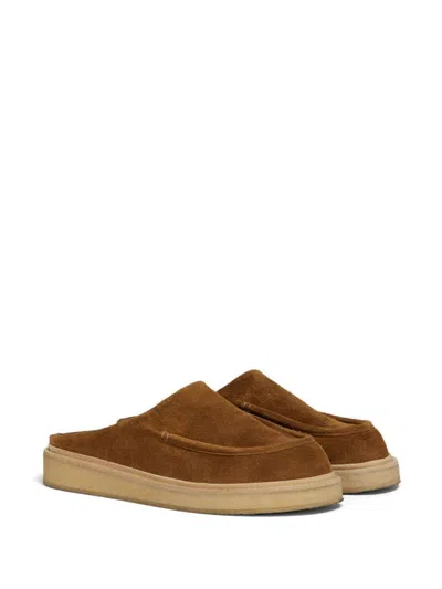 Marni Brown Suede Sabot Slip-on Loafers