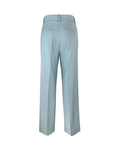 Weekend Max Mara Pantalone Palazzo Visivo In Tela Di Lana Verde Pastello In Blue