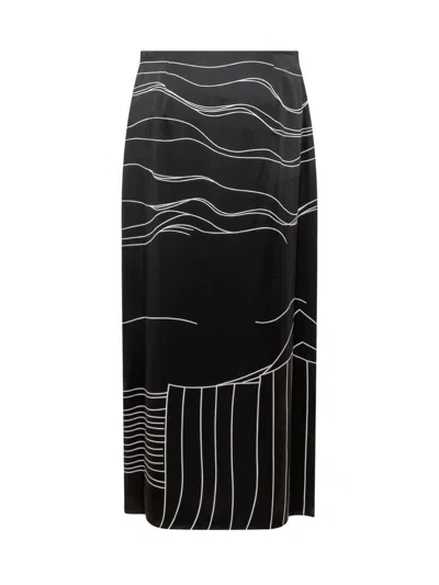 Ferragamo Printed Silk Midi Wrap Skirt