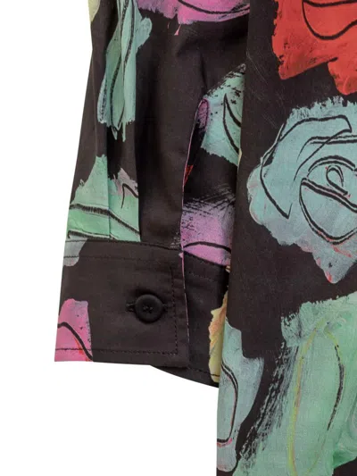 Marni Multicolor Shirt With All-over Rose Print And Chest Pocket In Cotton Woman