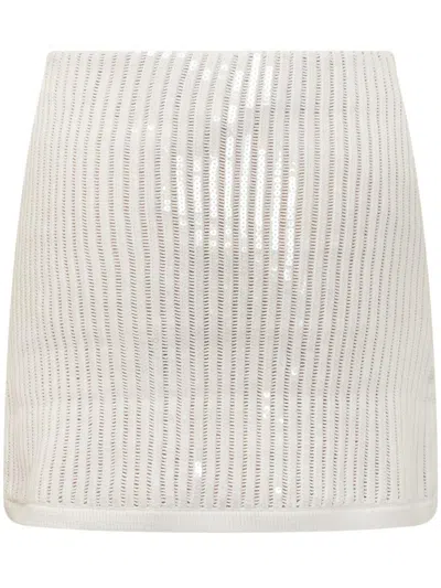 Self-portrait Sequined Crocheted Cotton And Cashmere-blend Mini Skirt In White