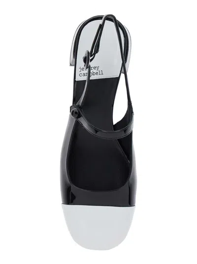Jeffrey Campbell Cou-cou Black Slingback Pumps With Low Block Heel And Contrasting Toe In Leather Woman
