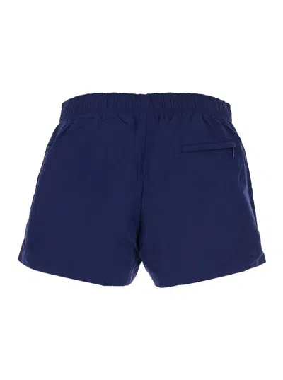Versace Blue Swim Shorts With Elastic Waist And Medusa Plaque On The Front In Tech Fabric Man