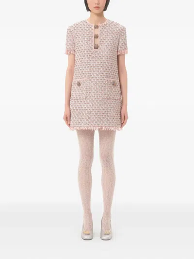 Valentino Knee Length Dress Fringe Detailing In Pink