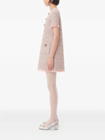 Valentino Knee Length Dress Fringe Detailing In Pink