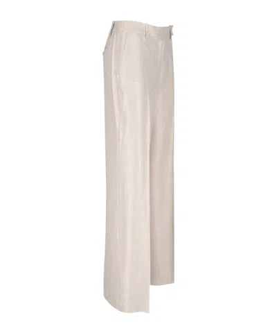 Kiton Straight Trousers With Wide Leg In Beige