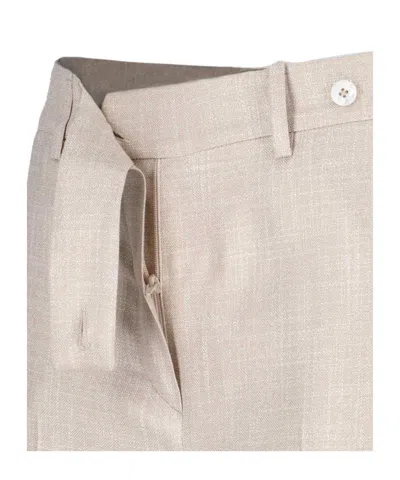 Kiton Straight Trousers With Wide Leg In Beige