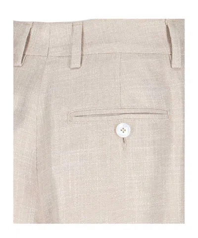 Kiton Straight Trousers With Wide Leg In Beige