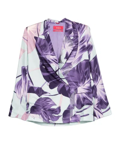 F.r.s For Restless Sleepers Printed Silk Double-breasted Jacket In Purple