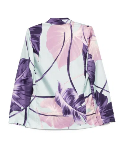 F.r.s For Restless Sleepers Printed Silk Double-breasted Jacket In Purple