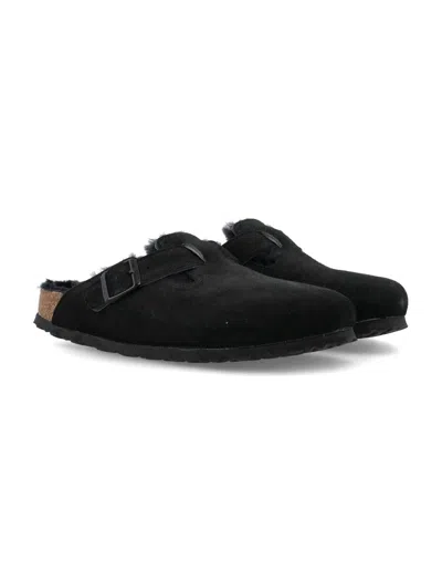 Birkenstock Shearling Buckle Detail Narrow Fit Sandals
