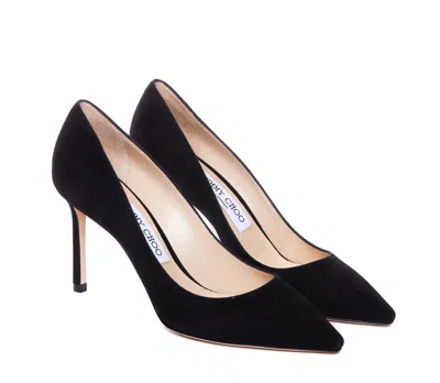 Jimmy Choo Romy 85 Spitze Pumps Aus Schwarzem Leder Mit Eidechsen-print