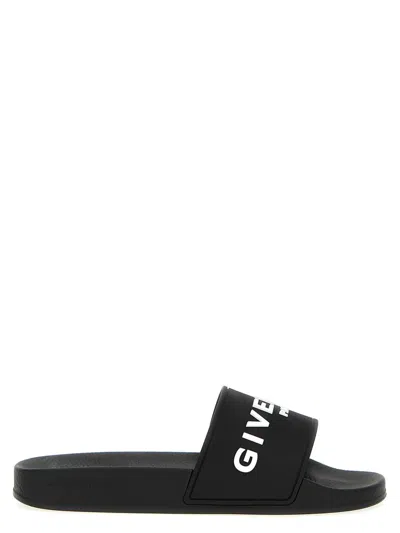 Givenchy 4g Leather-trimmed Embroidered Raffia Slides