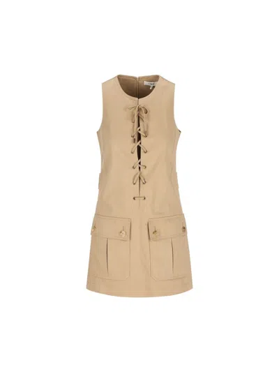 Chloé Sleeveless Cotton Sateen Lace-up Minidress