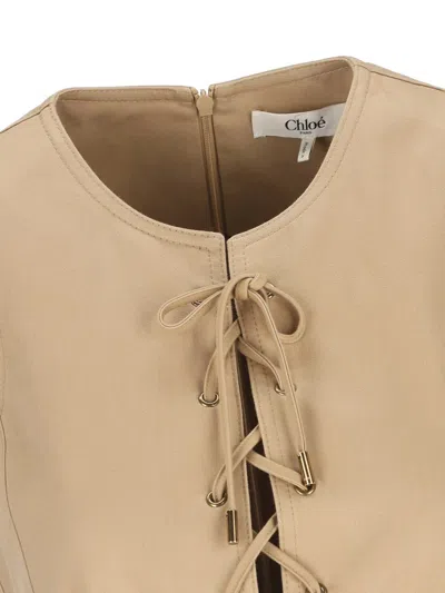 Chloé Sleeveless Cotton Sateen Lace-up Minidress