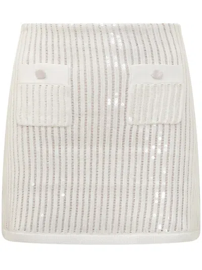 Self-portrait Mini Sequin Knit Skirt With Button-accented Pockets