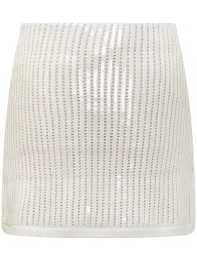 Self-portrait Mini Sequin Knit Skirt With Button-accented Pockets