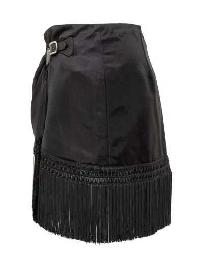 Tom Ford Cotton-silk Duchesse Fringe Wrap Mini Skirt