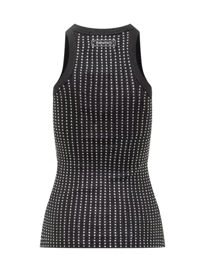 Attico Black Hotfix Crystal Tank Top