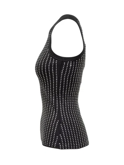 Attico Black Hotfix Crystal Tank Top