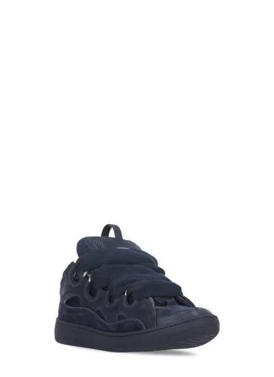 Lanvin Curb Sneakers In Black Suede And Leather