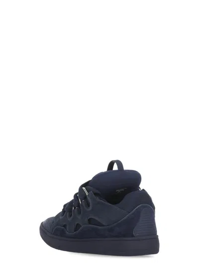 Lanvin Curb Sneakers In Black Suede And Leather