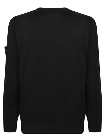 Stone Island Lightweight Wool Crew Neck Pullover In Black