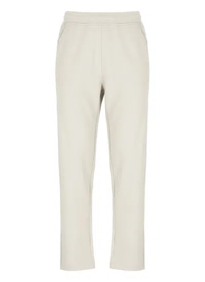K-way Straight Leg Cotton Trousers With Elastic Waistband In White
