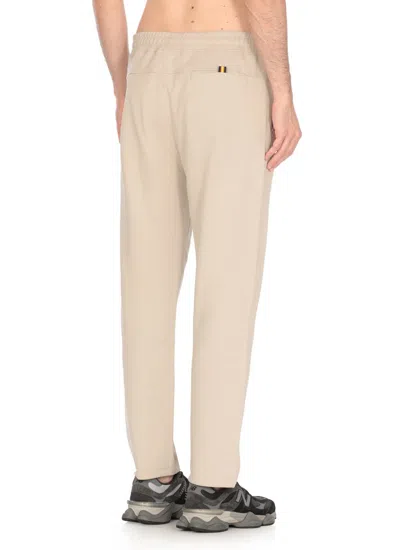 K-way Straight Leg Cotton Trousers With Elastic Waistband In White