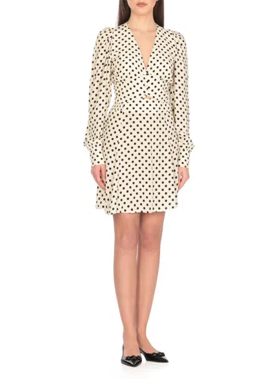 Mar De Margaritas Beige Floral V-neck Top With Button Fastening