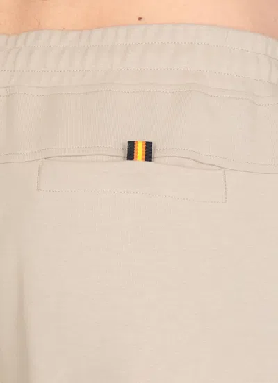 K-way Straight Leg Cotton Trousers With Elastic Waistband In White