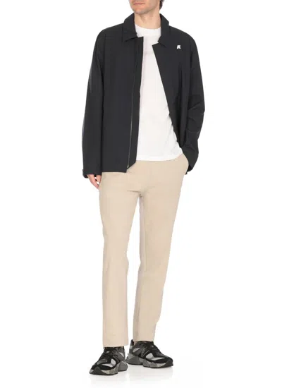 K-way Straight Leg Cotton Trousers With Elastic Waistband In White