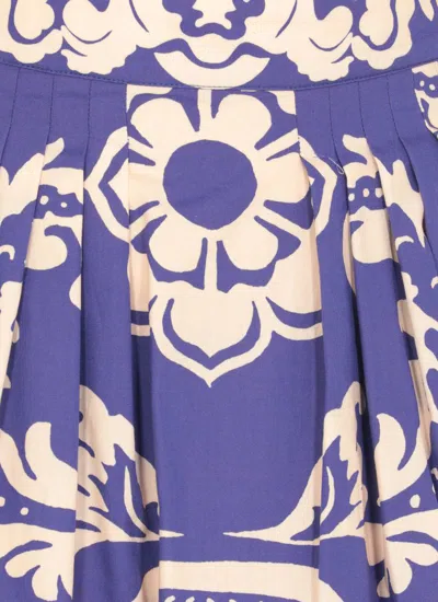 Etro Blue-white Paisley Midi Skirt