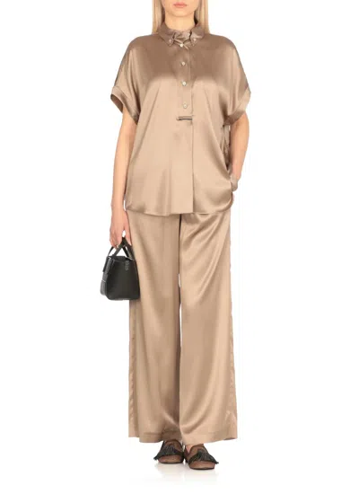 Brunello Cucinelli Jewel Embellished Silk Top