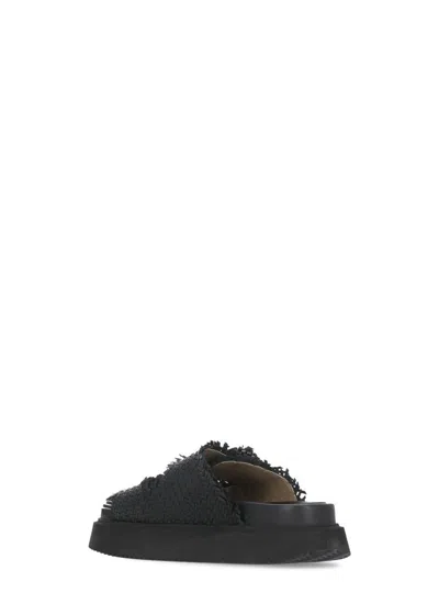 Coral Blue Black Leather Sandals