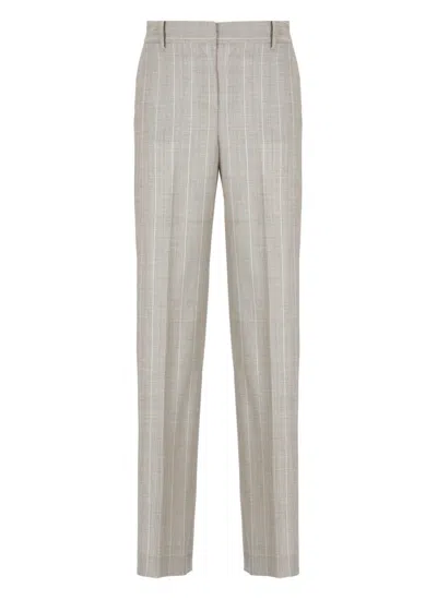 Pt Torino Beige Wool Palazzo Pants With Contrasting Striped Pattern