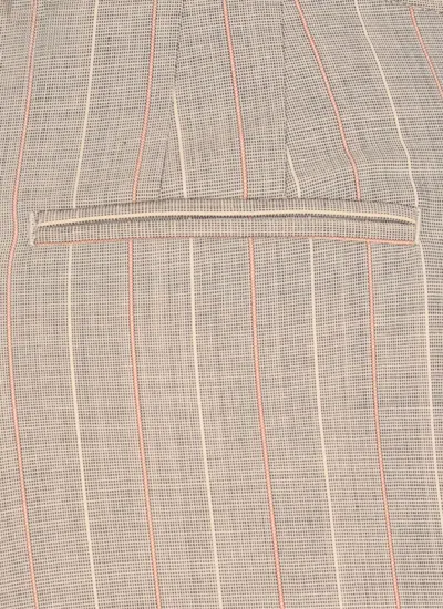 Pt Torino Beige Wool Palazzo Pants With Contrasting Striped Pattern