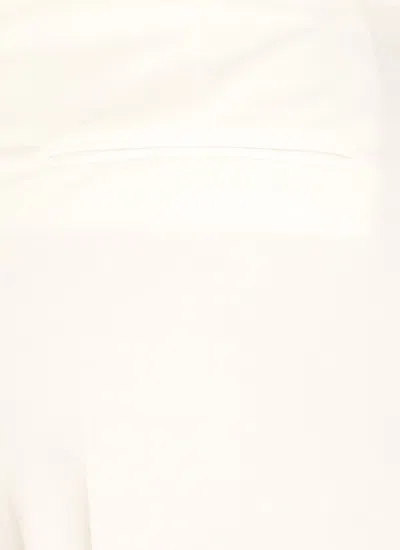 Pt Torino Cropped White Cotton Pants With Wide Leg And Turn-up Hem