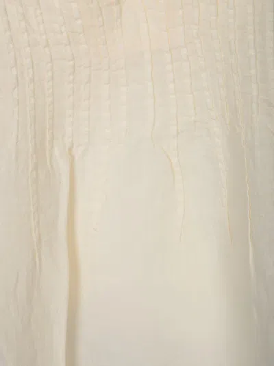 120% Lino Embroidered Ecru Linen Blouse