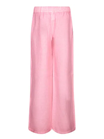 120% Lino Geranium Pink Linen Trousers In Pink