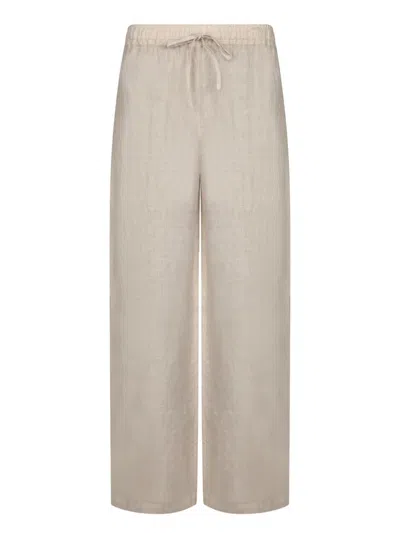 120% Lino Relaxed Wide-leg Linen Pants With Drawstring Waist