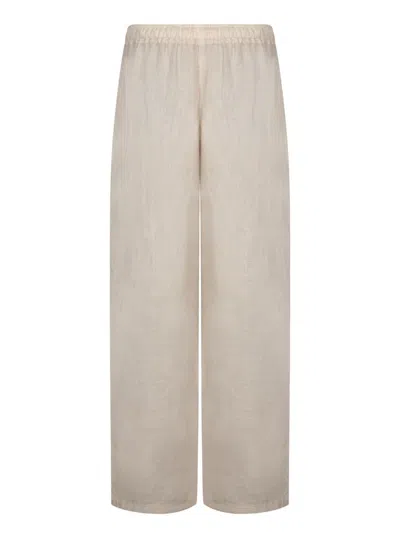 120% Lino Relaxed Wide-leg Linen Pants With Drawstring Waist