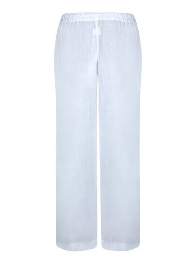 120% Lino Relaxed Wide-leg Linen Pants With Drawstring Waist