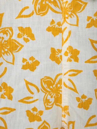120% Lino Floral Print Bermuda Shorts Ecru