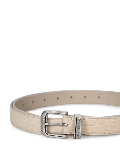 Brunello Cucinelli Beige Alligator Tip Belt
