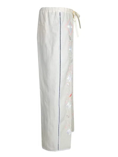 Forte Forte Oniric Blossom White Linen Trousers