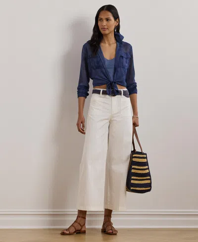 Ralph Lauren Lauren  Stretch Cotton Twill Crop Pants In White