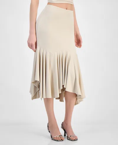 Guess Womens Kenzie Crossover Halter Neck Top Kenzie Pull On Flounce Midi Skirt In Neutral